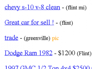 This is an example of a Craigslist listing with no information